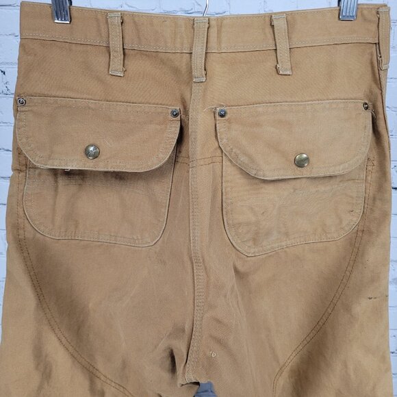 VTG Carhartt Brown Canvas Duck Briar Double Knee Hunting Pants USA 34x32 (30x31) - Picture 7 of 13